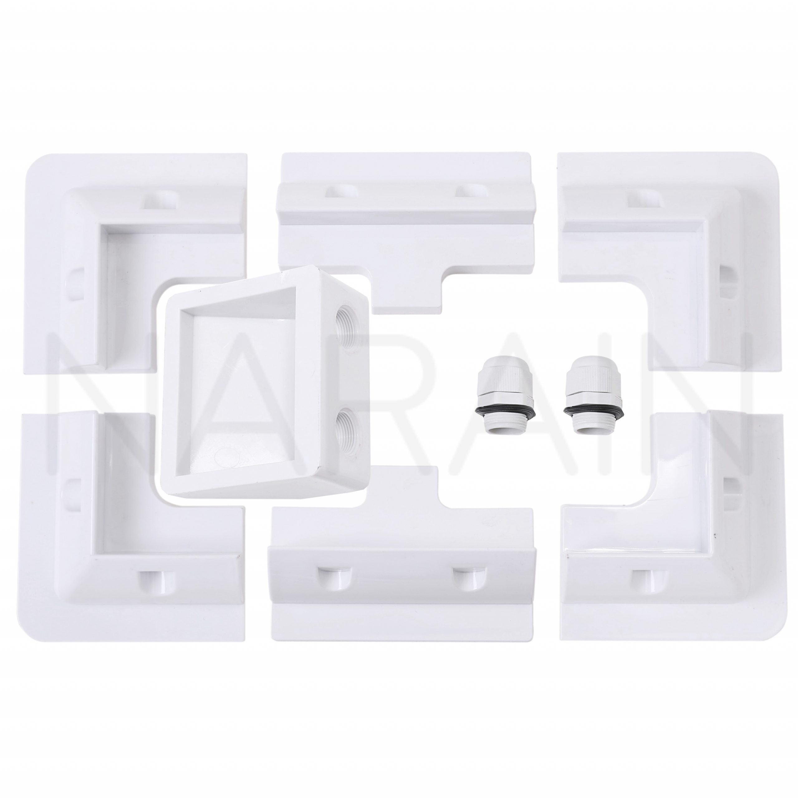 Solar Panel Mounting Brackets and Gland Box with Lock Nuts (White) – Mix and Match