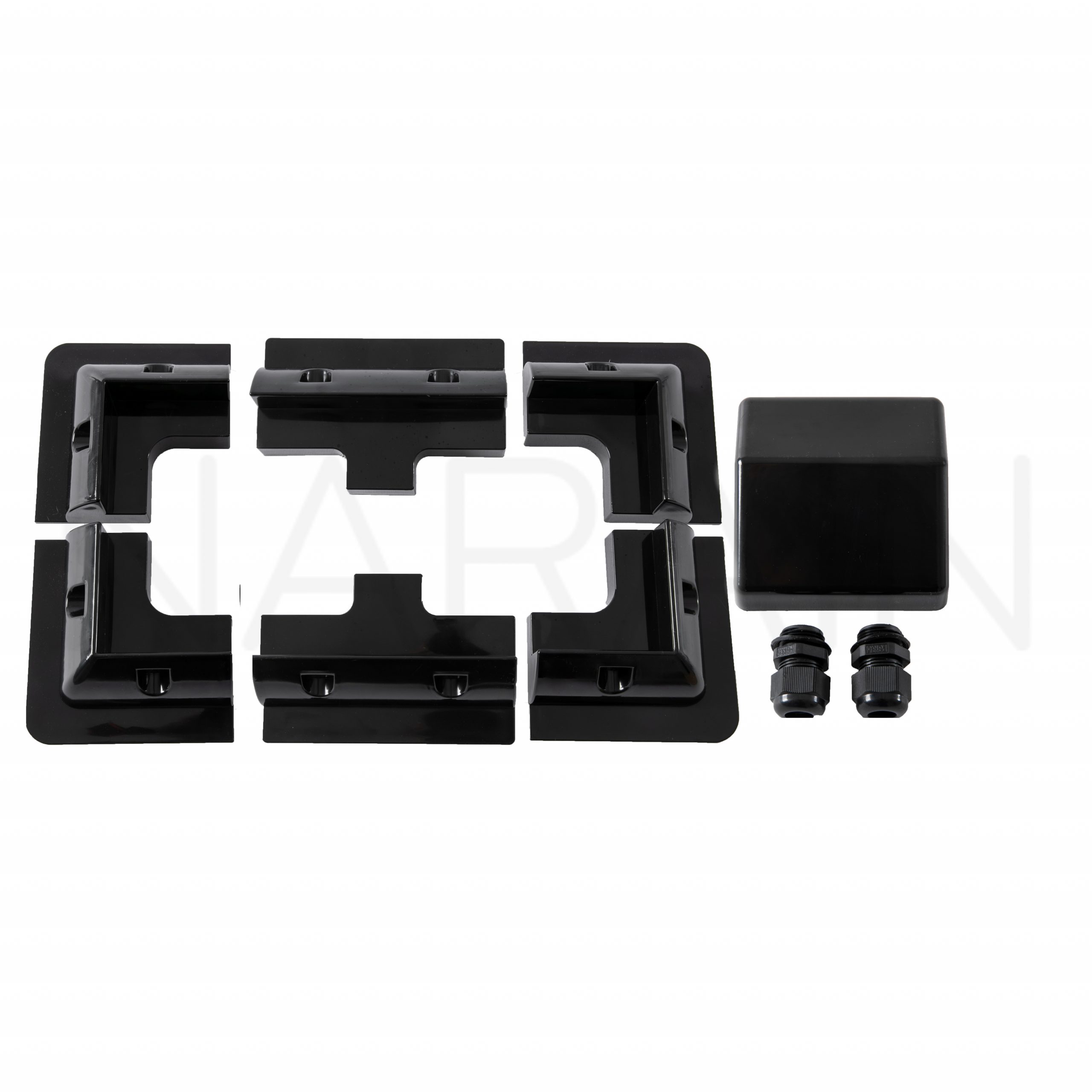 Solar Panel Mounting Brackets and Gland Box with Lock Nuts (Black) – Mix and Match