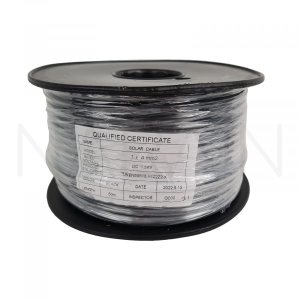 4mm Solar Panel Cable PV Black – 50m Roll